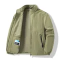 Casual olijfgroen heren windjack met opstaande kraag en ademende voering van mesh - M / Tops / Khaki