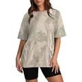T-shirt unisexe surdimensionné avec imprimé camouflage de forêt 3D beige clair - S / Hauts / N° 24 Kaki