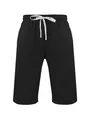 Front view detail of black men's cotton shorts with white drawstring waist - S / Bottoms / Black