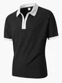 Herren Polo-Shirt in Schwarz-Weiß mit Kontrastfarben und halbem Reißverschluss - Schwarz