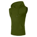 Sudadera sin mangas para hombre verde oliva con bolsillo tipo canguro - S / Tops / Verde
