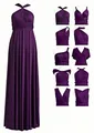 Detailed view of deep purple multi-way maxi dress showing multiple styling options - S / Bottoms / Deep purple