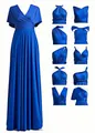 Detailed views of royal blue multi-way infinity dress showing various neckline styles - S / Bottoms / Sapphire Blue