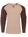 Schmal geschnittenes Waffelstrick-Raglan-Oberteil für Herren in Beige und Braun - S / Oberteile / Kaffee/Khaki