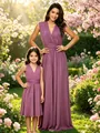 Vestidos morados a juego para madre e hija, ideales para damas de honor o fiestas - Rosa loto
