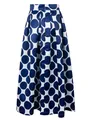 Vintage midi-rok met blauwe en witte stippen, hoge taille en elegante plooien - 3X / Bottoms / Blauwe Stippen op Wit