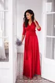 Full-length shot of a red multi-way infinity long dress worn by a model in a bright hallway - S / Dresses / Red
