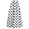 Retro midi-rok met hoge taille en A-lijn met klassieke grote zwarte stippen op een witte basis - 4 / Bottoms / Wit (Zwarte Stippen)
