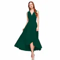 Elegant dark green multi-way bandage maxi dress with a stylish high-low hemline detail - S / Green