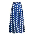 Vintage blauw-witte polkadot midi A-lijn rok met hoge taille en grote zwierige zoom - 3X / Bottoms / Witte Stippen op Blauw