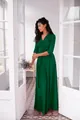 Elegant dark green multi-way wrap maxi dress with 3/4 sleeves for formal evening events - Green