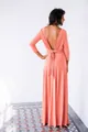 Back view detail of coral three-quarter sleeve multi-way infinity maxi dress - S / Dresses / Pink