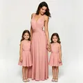 Elegantes vestidos a juego para madre e hija rosa palo, vestido formal multiposición - S/M / Bottoms / 5-8 Años / Rosa