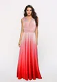 Full-length view of a pink to red gradient multi-way wrap evening maxi dress - S / Gradient Pink