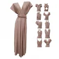Elegantes malvenfarbenes Multiway-Infinity-Kleid mit verschiedenen Wickelstilen - Khaki
