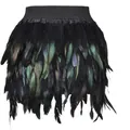 Detailopname van een luxe iriserende pauwenveren rok voor podiumoptredens - Zwart