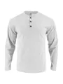 Lässiges weißes Cord-Langarmshirt für Herren mit stilvollem Henley-Ausschnitt und Knöpfen - S / Oberteil Und Unterteil / Weiß