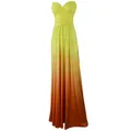 Elegant detail of yellow to orange gradient multi-way wrap maxi dress for party - Yellow Gradient