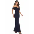 Full length presentation of navy blue off-the-shoulder gown with mermaid silhouette - S / Top And Bottom / Navy Blue