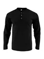 Lässiges schwarzes Herren-Langarm-Cordshirt mit Henley-Kragen und gerippter Textur - S / Oberteil Und Unterteil / Schwarz