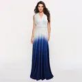 Elegant white to blue ombre multi-way maxi dress designed for formal evening parties. - Gradient White