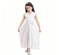 Elegante vestido blanco sin mangas para damita de honor en fiestas y actuaciones - Blanco