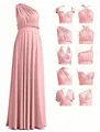 Elegantes rosa Multi-Way Brautjungfernkleid mit verschiedenen stilvollen Wickeloptionen - Rosa