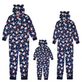 Monos de Navidad a juego para la familia con estampados de Papá Noel y copos de nieve - Mujeres XL / Top Y Pantalón / Azul