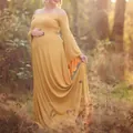 Magnifique robe de maternité jaune à épaules dénudées pour une séance photo - 2XL / Hauts / Jaune