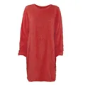 Vibrant red fuzzy fleece long sleeve dress featuring soft plush texture and crewneck - S / Tops / Red