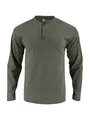 Lässiges Herren Langarm-Henley-Shirt aus olivgrünem Cord mit Knöpfen am Halsausschnitt - Armeegrün