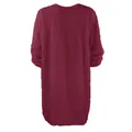 Back view of a cozy wine red fuzzy long sleeve tunic dress for winter - S / Tops / Burgundy
