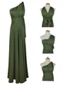 Détails de la robe longue multi-positions vert olive montrant différents styles de décolleté - Vert Militaire