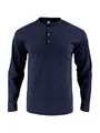 Premium-Herren-Freizeit-Langarm-Cord-Henley-Sweatshirt in dunkelblauer Ausführung - Marineblau