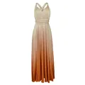 Elegant multi-way wrap ombre maxi dress with gradient beige to orange-brown tones - Champagne Gradient