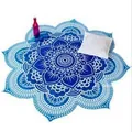 Serviette de plage mandala lotus bleu avec motif floral paon pour extérieur - Fleur Pentagonale Imprimée