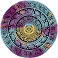 Serviette de plage mandala bohème avec motif éléphant en dégradé de violet et bleu - Style Pictographique Éléphant