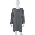 Detail of a gray fuzzy long-sleeve dress with a cozy plush texture on a mannequin - S / Bottoms / Gray