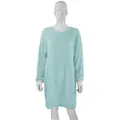 Light blue plush long sleeve dress with round neck and loose fit for casual autumn winter wear - S / Light Blue