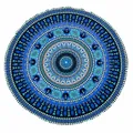 Round blue mandala peacock flower pattern chiffon polyester beach towel shawl for summer - Pastoral Print