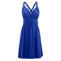 Front view of a stylish royal blue multi-way infinity dress with adjustable wrap straps. - Sapphire Blue