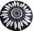 Serviette de plage ronde attrape-rêves noir et blanc en tissu mousseline polyester - Attrape-Rêves Plumes