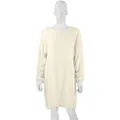 Women's cream long sleeve crew neck loose plush midi dress displayed on a mannequin. - S / Bottoms / Apricot
