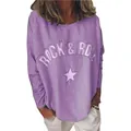 Sudadera morada de manga larga para mujer con estampado de estrella Rock and Roll strass - S / Tops / Púrpura