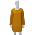 Soft yellow fuzzy long-sleeved round neck dress with a loose and comfortable fit - S / Bottoms / Gold