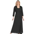 Elegant women's black lace cardigan and chiffon maxi dress two-piece formal set. - L / Top And Bottom / Black