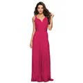 Robe longue demoiselle d'honneur fuchsia élégante avec dos nu et multi-positions. - Rose rouge