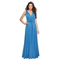 Robe longue multi-positions bleue élégante avec dos nu pour demoiselles d'honneur - Aqua