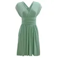 Sage green multi-way infinity mini dress featuring a backless wrap design and A-line skirt - Grey Green