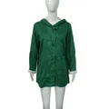 Women's mid-length green hooded winter coat with toggle buttons and warm fleece lining - Bright Green
